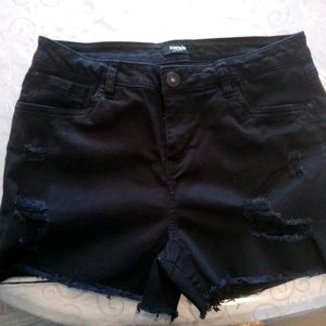 Black Distressed Jean Shorts